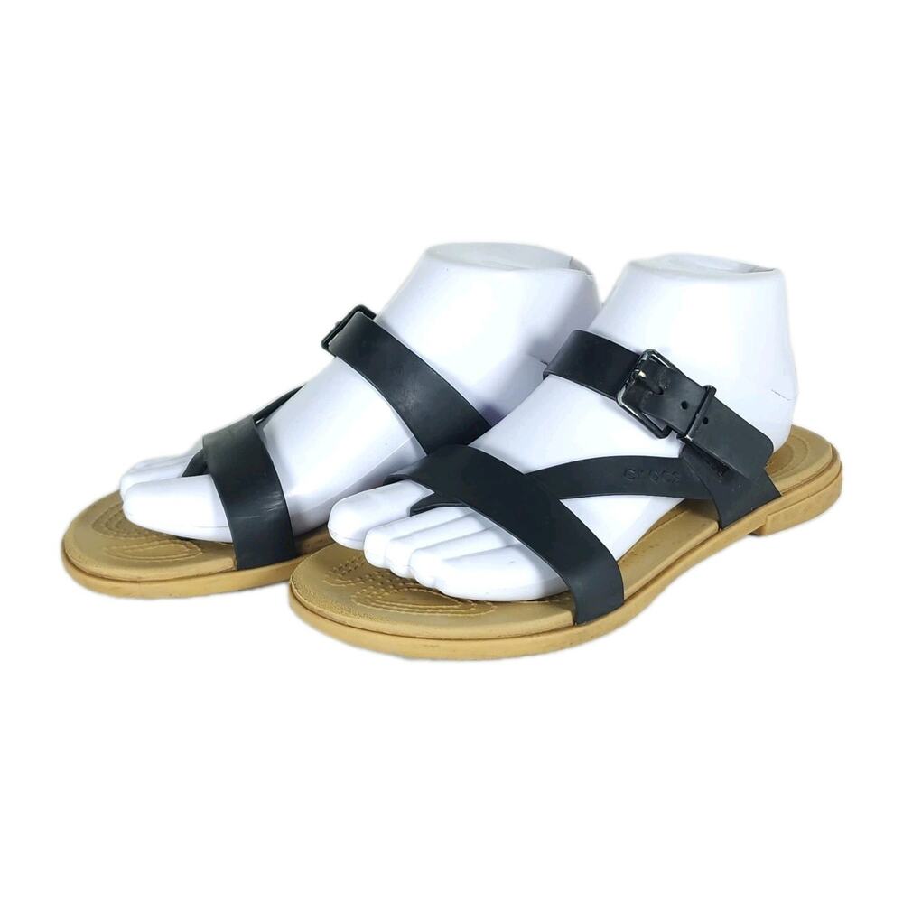 Crocs Women's Tulum US7 Black Toe Post Flat Thong Sandals Shoes